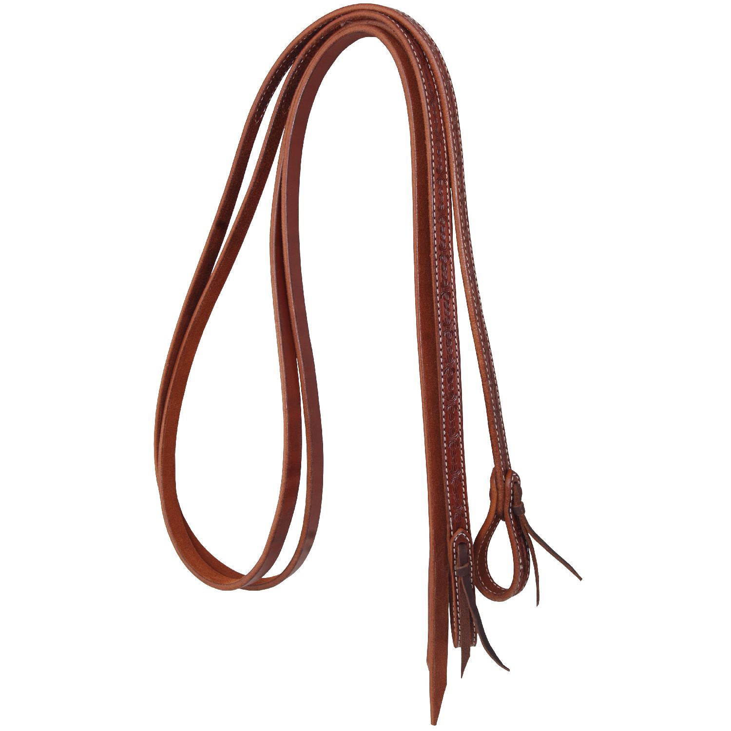 Pool's split reins with barbwire tooling