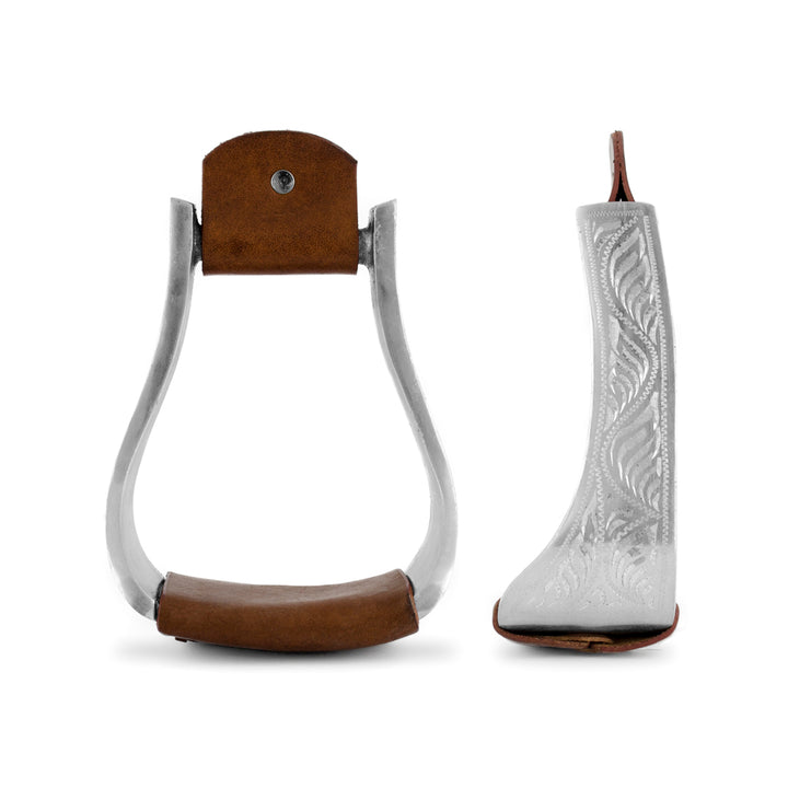 Lakota eco aluminium and leather western tooled stirrups