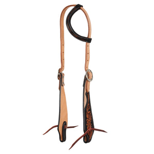 Pool's western one ear bridle dark floral tooling
