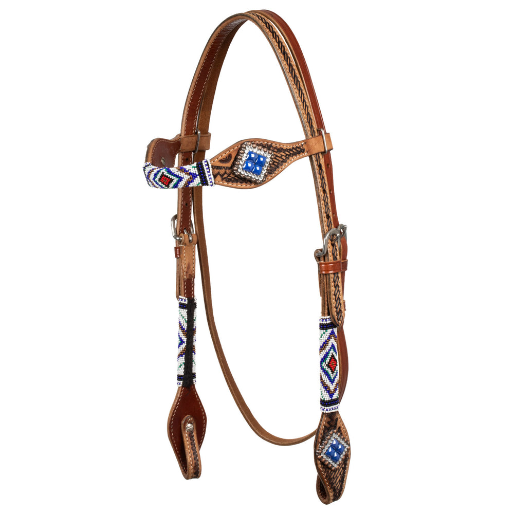 Pool's headstall with blue diamond decorations
