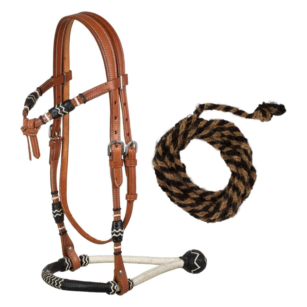 Pool's bicolor bosal set with horsehair mecate reins