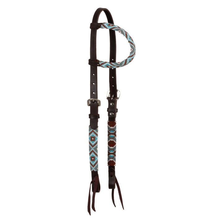 Pool's diamonds beaded oiled western one ear bridle