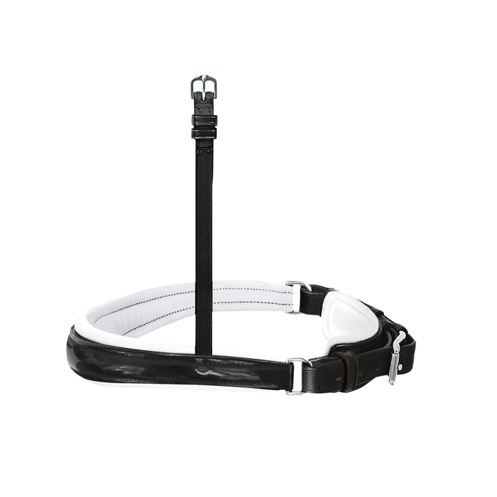 Passier exchangeable anatomically formed caveson with patent leather trim and white lining