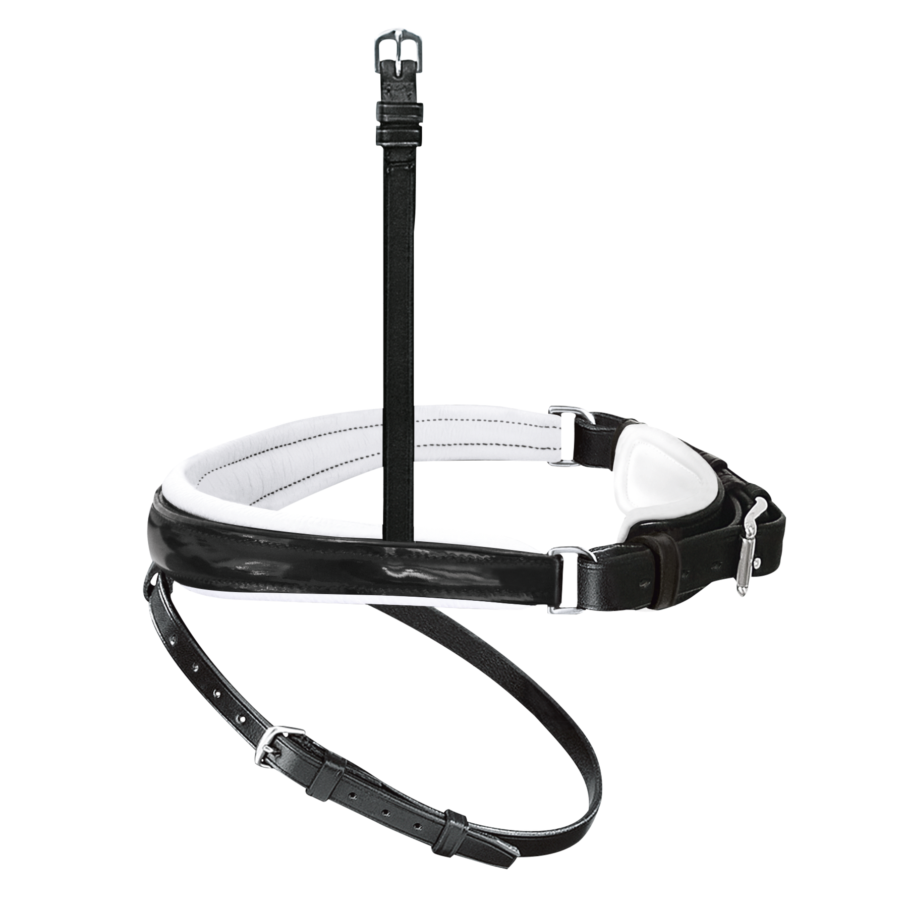 Passier anatomically formed caveson special with patent leather trim, white lining and flash strap