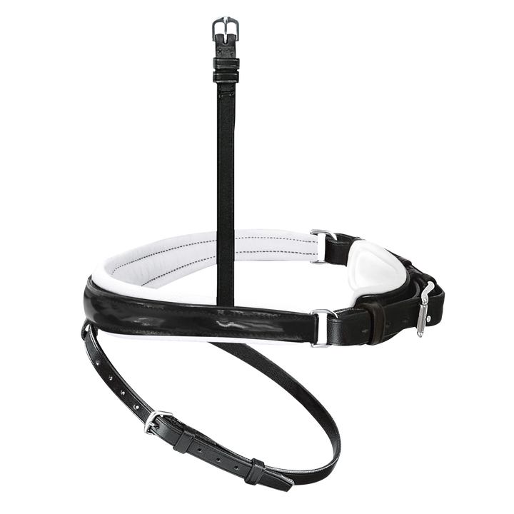 Passier anatomically formed caveson special with patent leather trim, white lining and flash strap