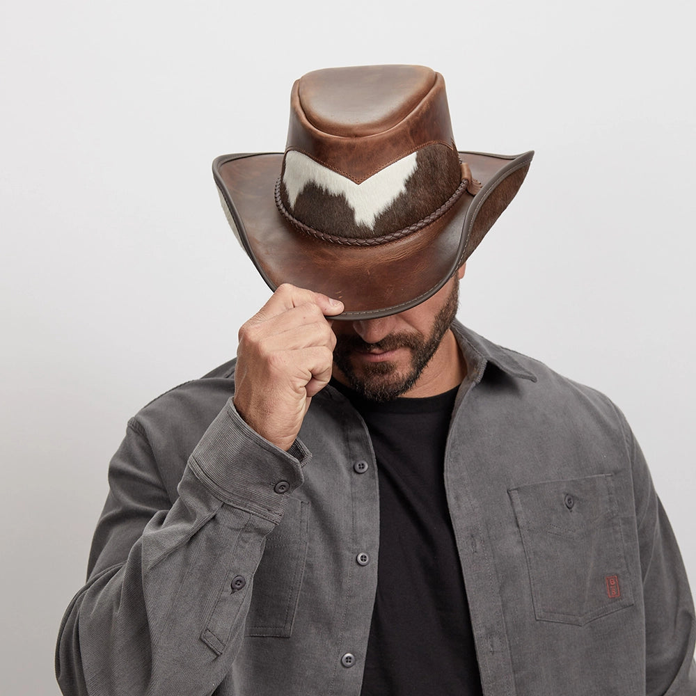 American hat makers Pinto | Leather Cowboy Hat with Calf Accents
