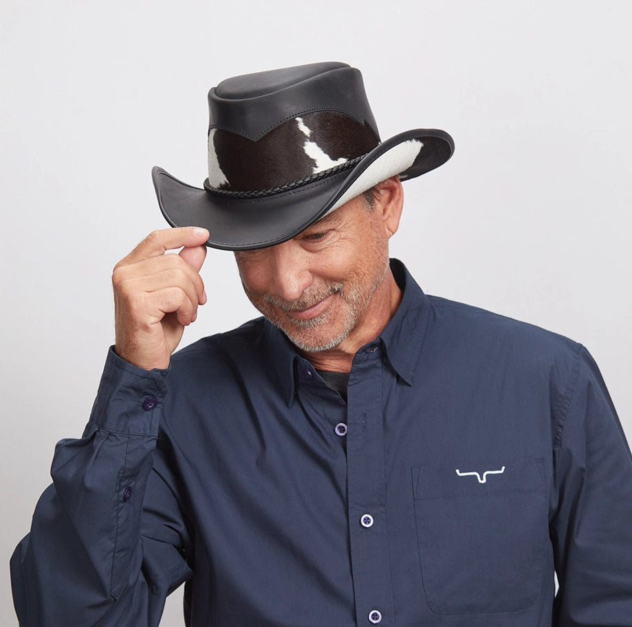 American hat makers Pinto | Leather Cowboy Hat with Calf Accents