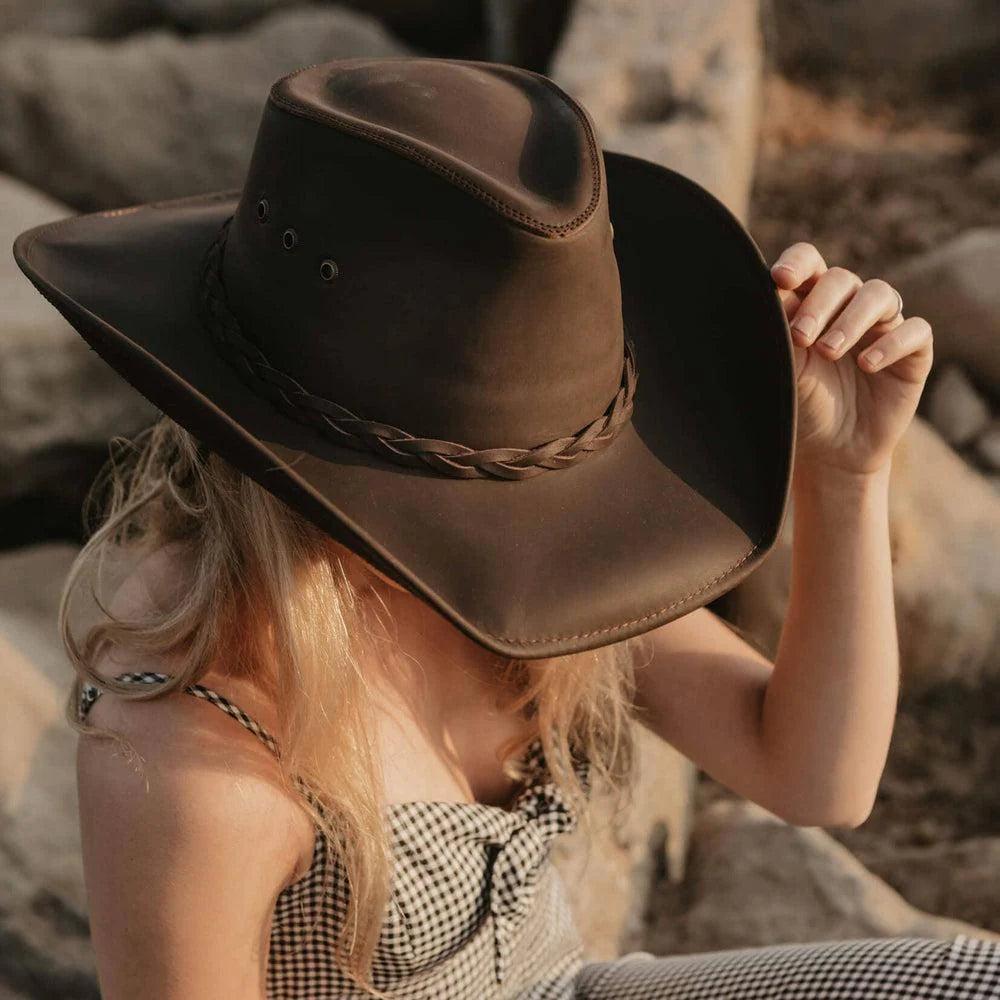 American hat makers Hollywood | Womens Leather Cowgirl Hat