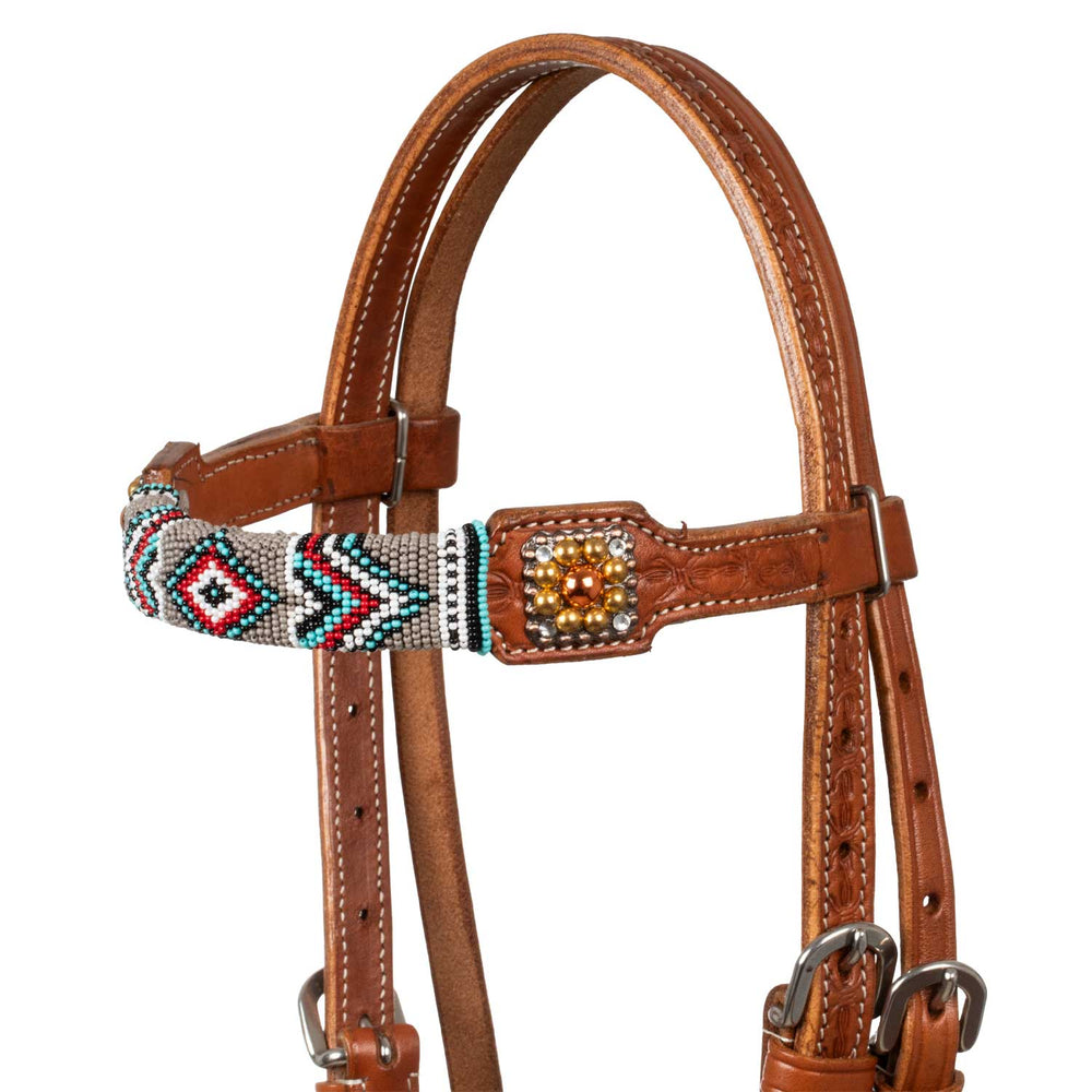 Pool'swestern bridle with navajo beaded decorations