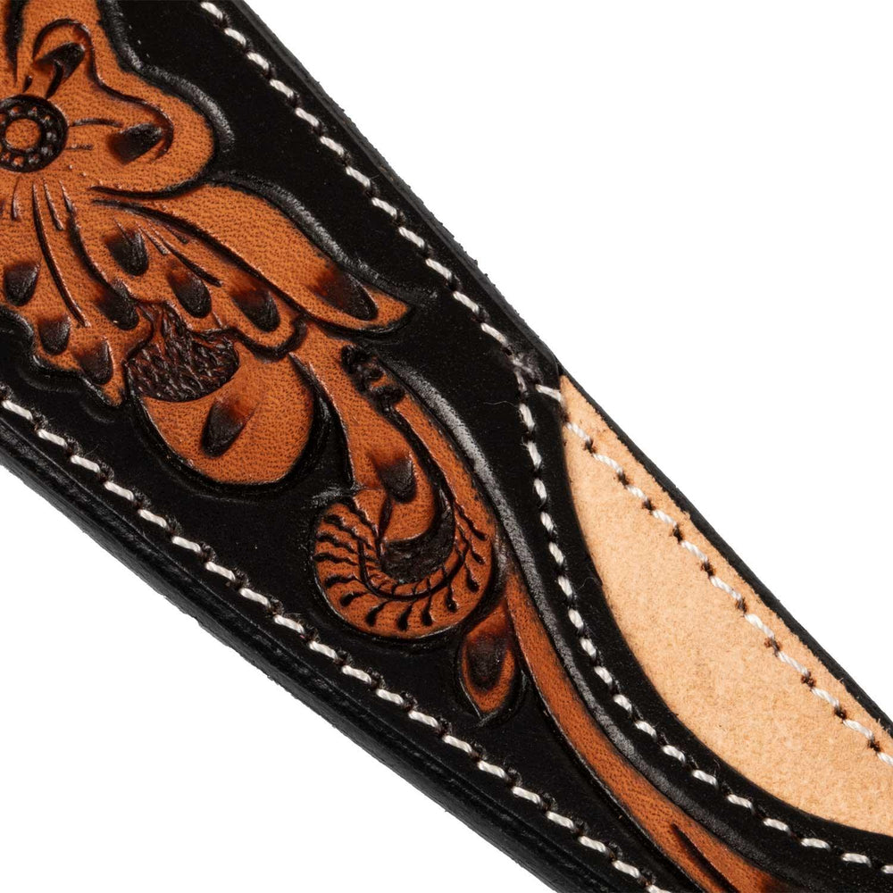 Pool's western reins dark floral tooling