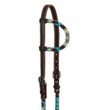 Pool's navanjo sky beaded oiled western one ear bridle