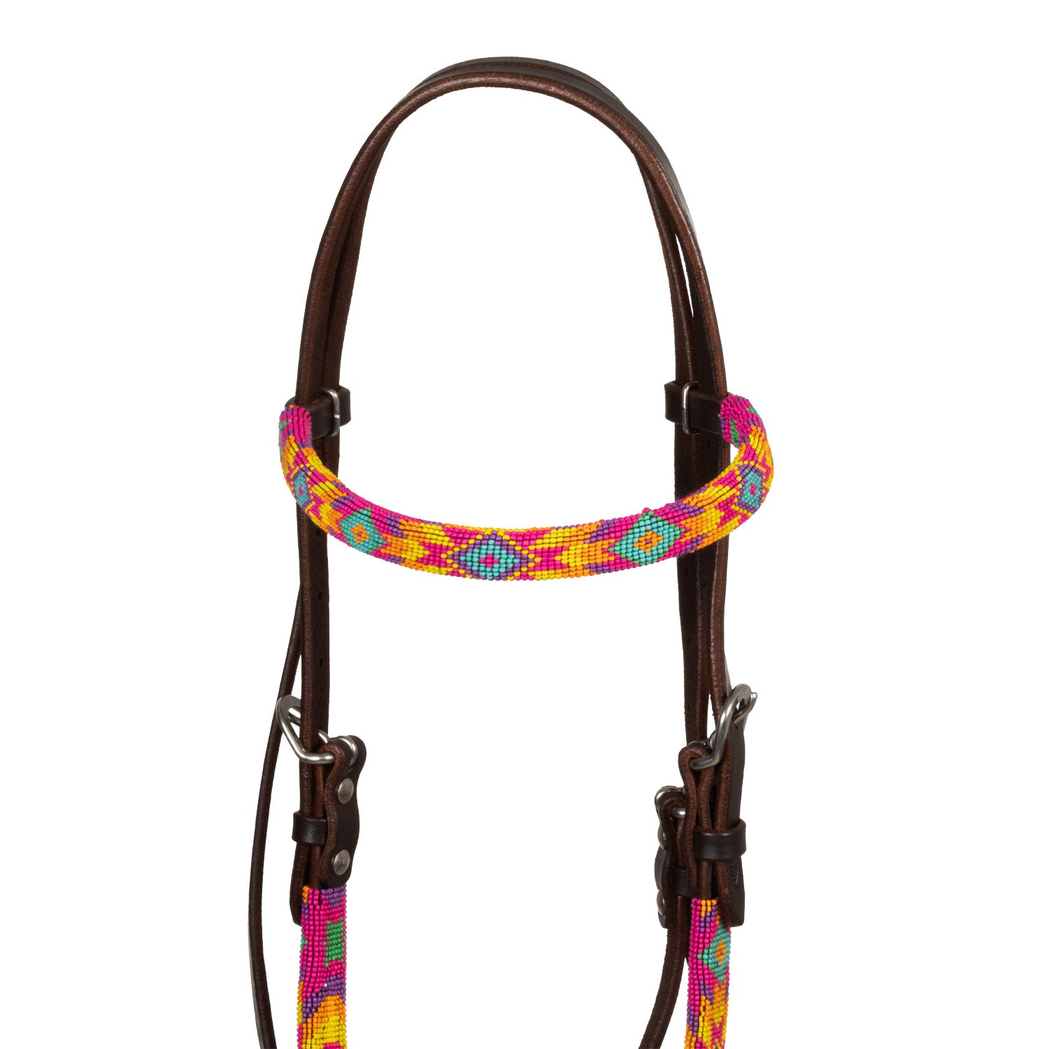 Pool's multicolor beaded oiled western bridle