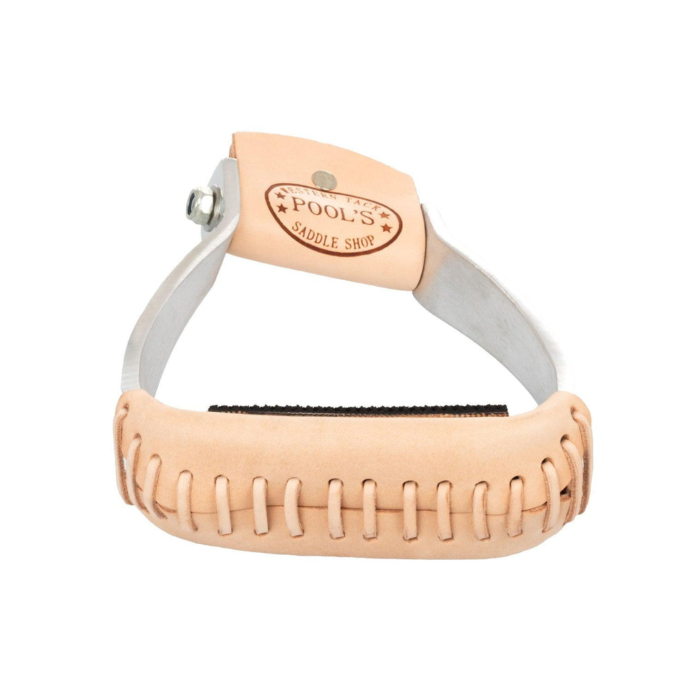 Pool's barrel stirrups with leather coated tread