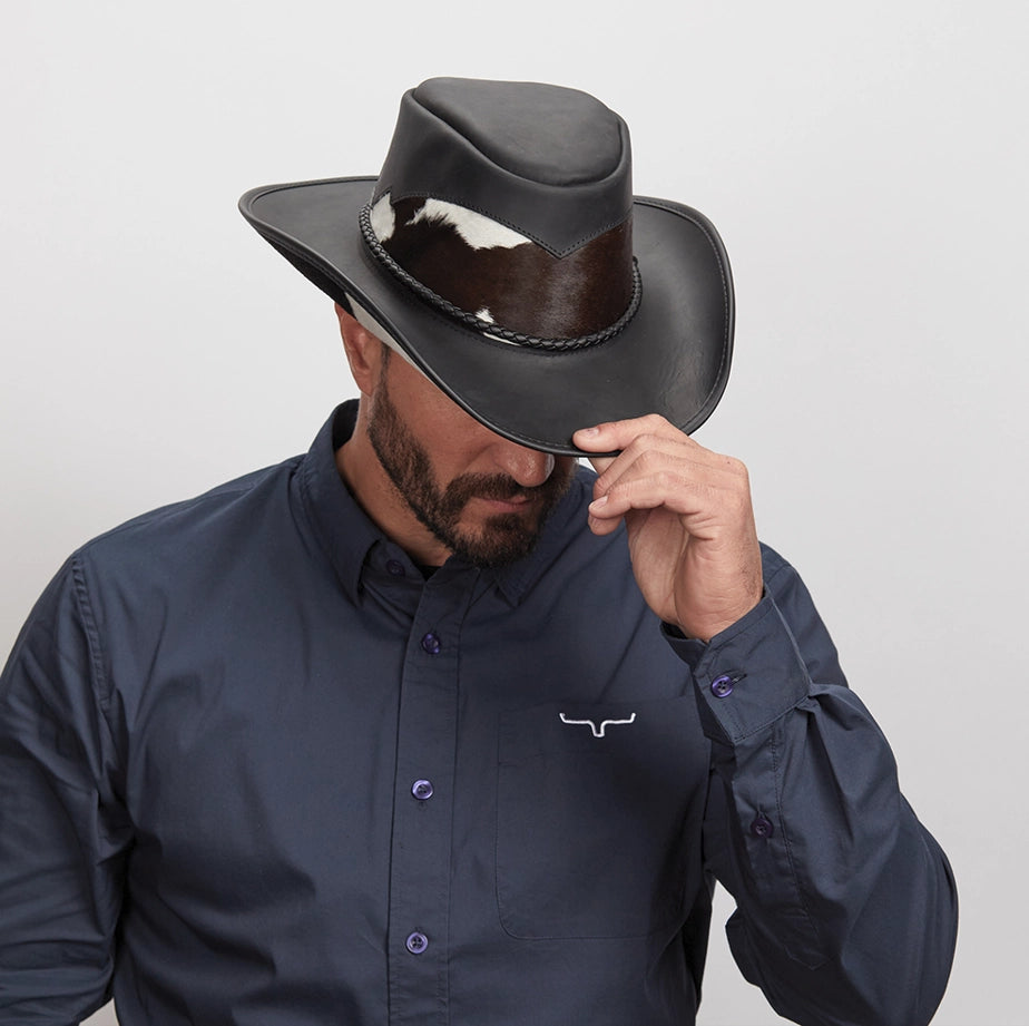 American hat makers Pinto | Leather Cowboy Hat with Calf Accents