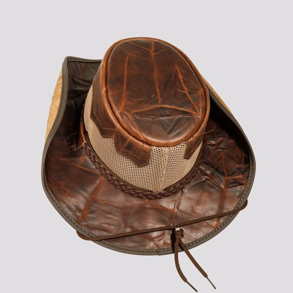 American hat makers Stampede | Cowhide Leather Cowboy Hat with Mesh Sides