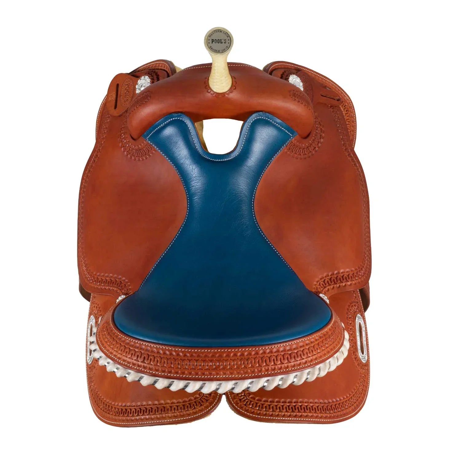 Pool's colored seat blue 5020 barrel saddle SE 0075B